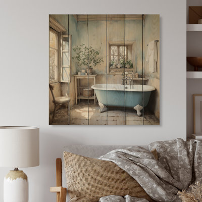 " Bath Laundry Whitewashed Walls "