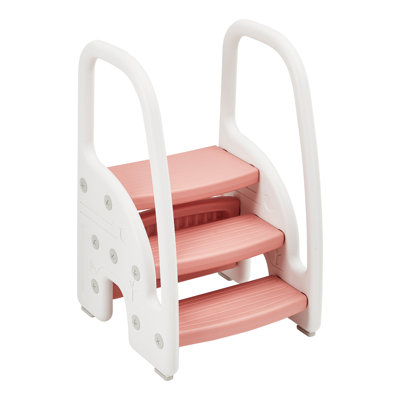 Plastic Toddler 3 Step Stool with Side Handles and Non-Slip Pads for Kitchen Counter, Toilet Potty Training
