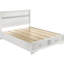 Grand lit à panneau blanc avec compartiments intégrés et poignées à tirer confortables, stratifié en papier aggloméré pour le rangement dans la chambre à coucher, avec poignée de tiroirs-798285744