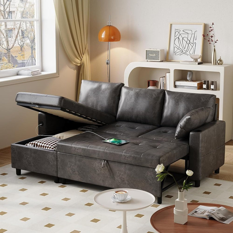 3 Seater Faux Leather Sofa Bed