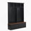Arbre d'entrée 4-en-1 Farmhouse avec banc à grain de bois, portemanteau polyvalent avec 2 grands tiroirs, organisateur d'entrée pour le couloir, le salon, noir, l 55,9 po