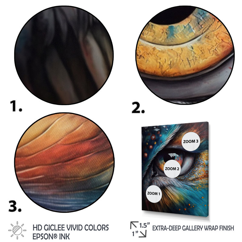 Blue Spirital Owl Eye - Imprimé, Cadre photo noir, H 44 po x l 34 po x P 1,5 po