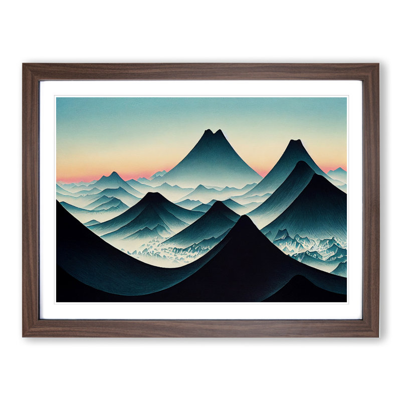 Japanese Mountain Sunrise Vol.3 - Single Picture Frame Print, 34cm H x 46cm W x 2cm D, Walnut Framed