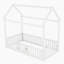 Lit simple en bois avec clôture et porte, blanc-1660658867