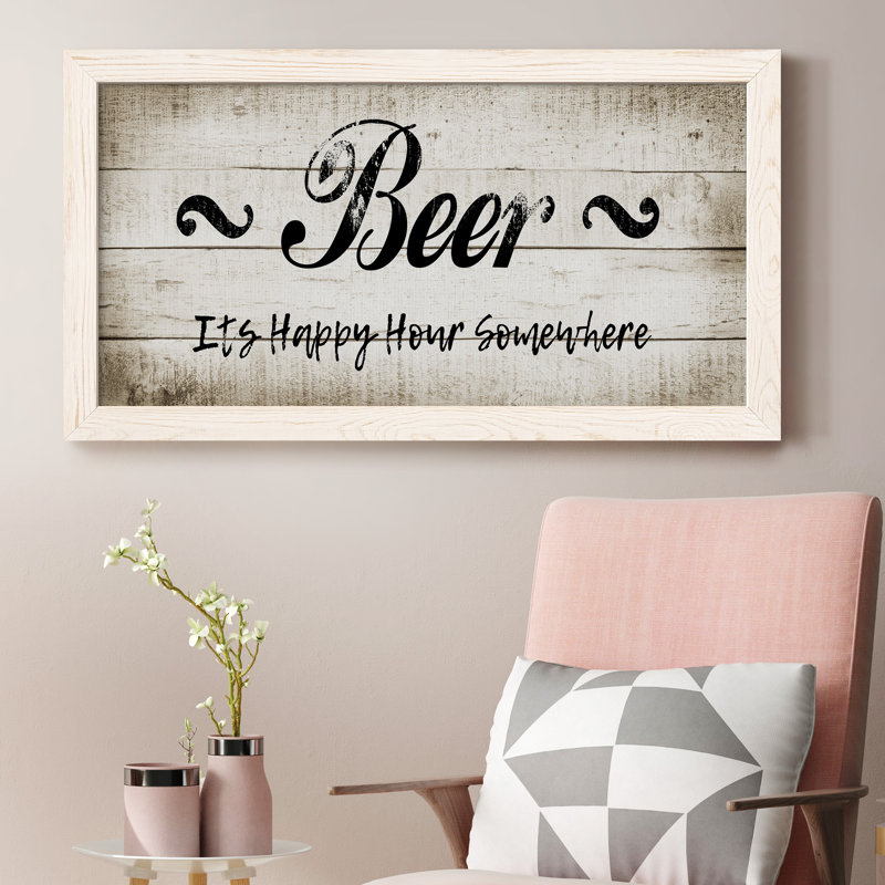 «Beer Happy Hour», art textuel sur toile, Blanc