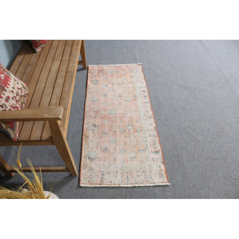 Tapis de porte turc rétro avec motif floral doux pour un hall d'entrée confortable et une décoration rustique