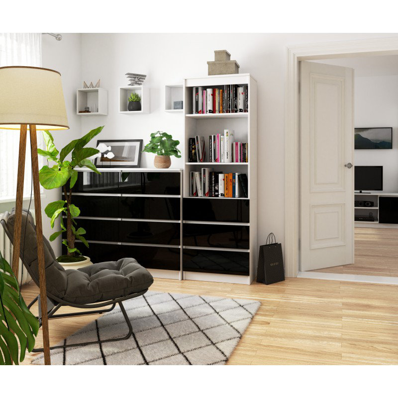 Alexsander 180cm H x 60cm W Standard Bookcase, Black