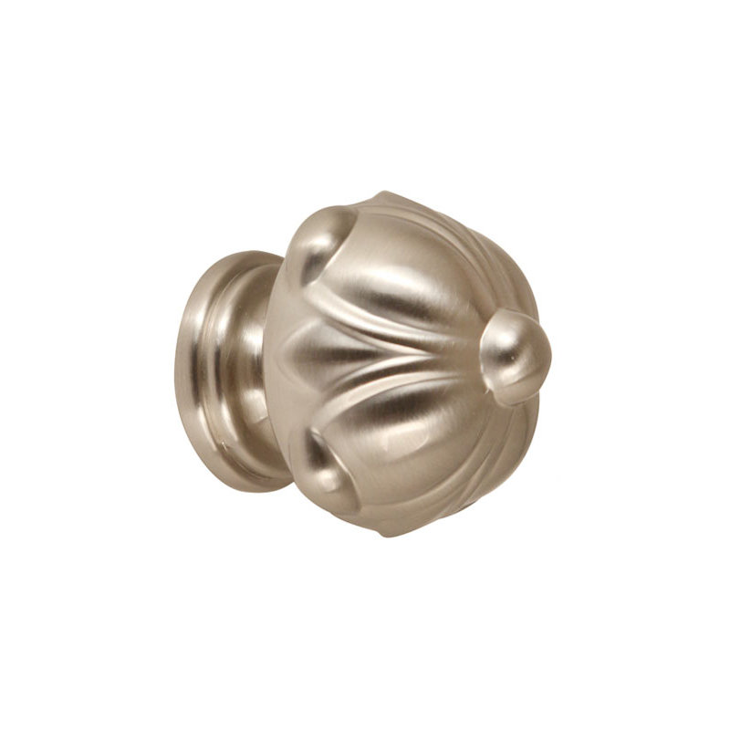 Ornate Novelty Knob, Satin Nickel, 1.25" H x 1.25" W x 1.5" D