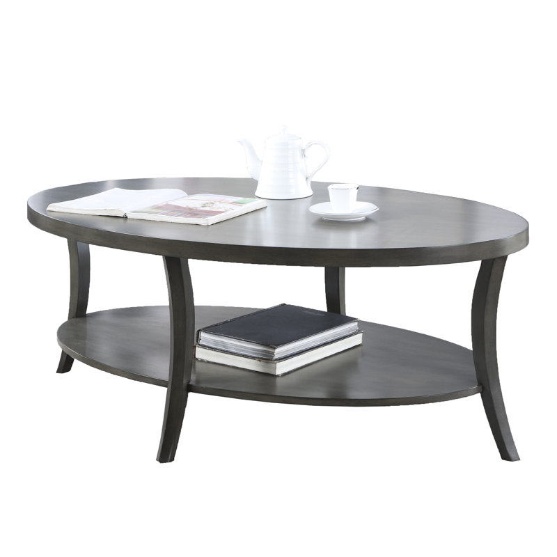 Contemporary Oval Shelf Coffee Table, Gray