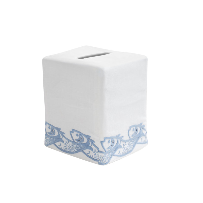 Scrollfish Tissue Box Cover, Blue