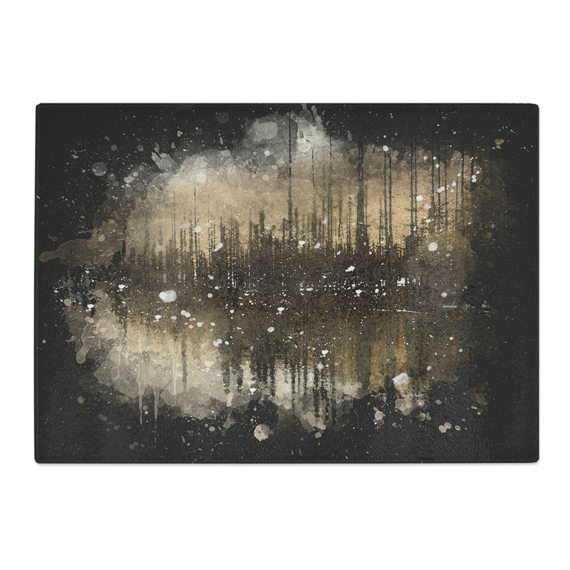Tempered Glass Winter in Cuejdel Lake in Romania Paint Splash Chopping Board, 28.5 cm x 39 cm