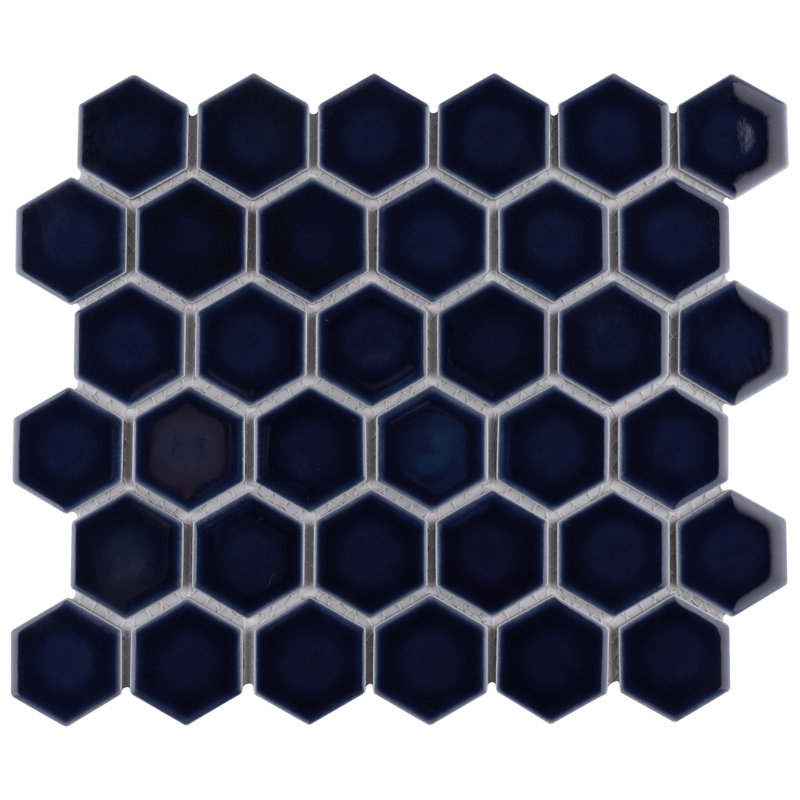 Carreau de mosaïque en porcelaine pour plancher et mur Hex 10-7 / 8 "x 12-5 / 8" Hudson, Bleu fumée