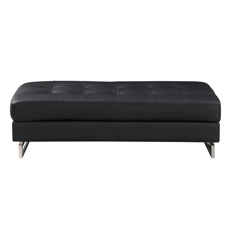 Black Oversized Leather With Solid Wood And Legs Element Option Stool Build