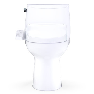TOTO Ultramax WASHLET+ S2 One-Piece Elongated 1.6 GPF Universal Height Toilet with CEFIONTECT, Cotton White - MW6083346CSFG#01