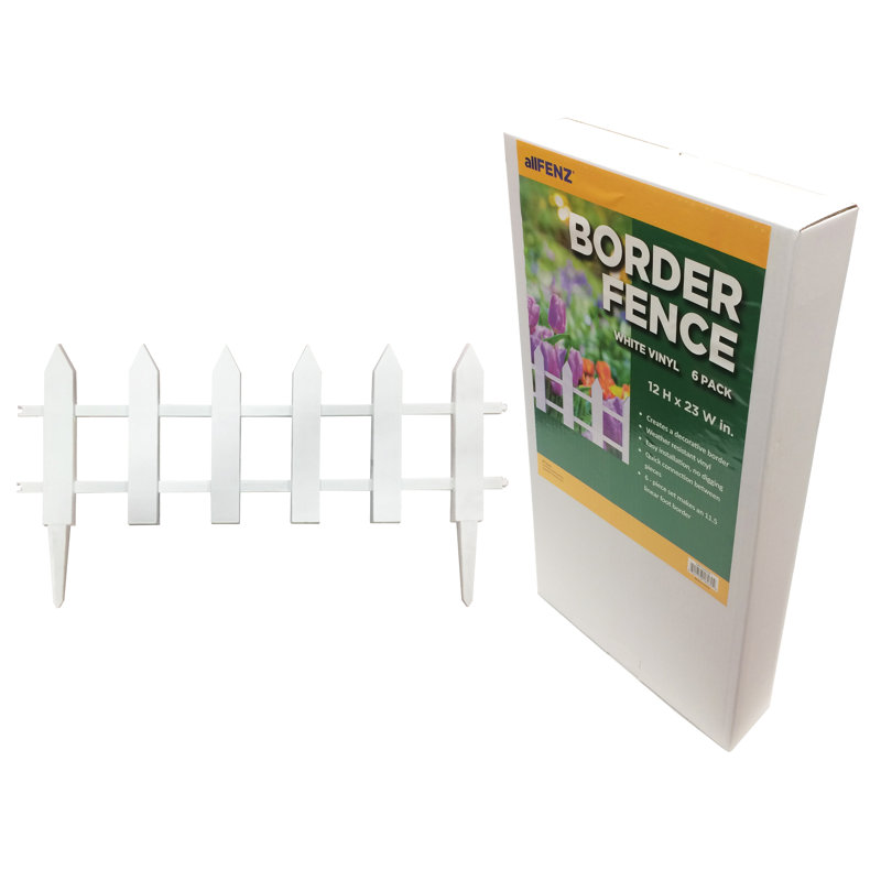 White Vinyl Freestanding Picket Garden Fence, 12 x 23 Inches