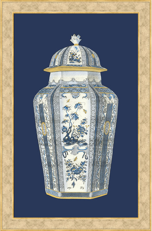 Drotar, «Asian Urn in Blue and White I», impression encadrée