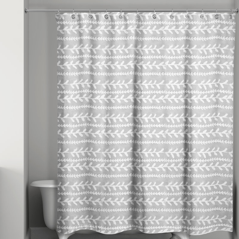 Rideau de douche simple à motif floral Trimont, Gris