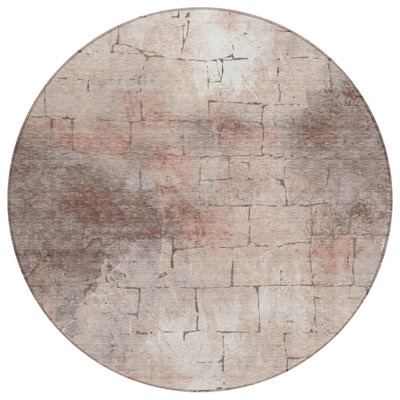 Machine Washable Indoor/Outdoor Husby ACN2215 Geometric Rug