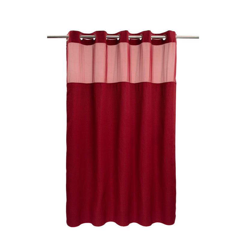 Rideau de douche Ramjani Waffle Weave, H 74 po x l 71 po, Rio rouge
