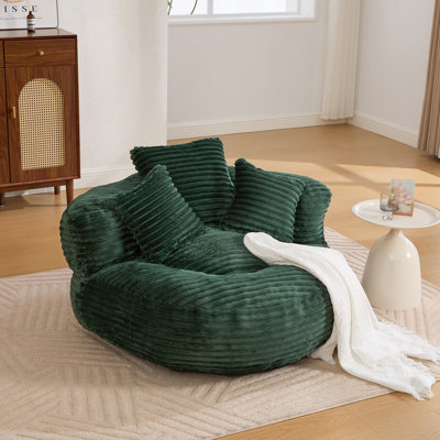 Fauteuil à billes, fauteuil à billes pour adultes, enfants, fauteuil à billes surdimensionné en velours côtelé avec 3 coussins et accoudoirs, fauteuil à billes et canapé paresseux avec rembourrage en mousse pour chambre à coucher