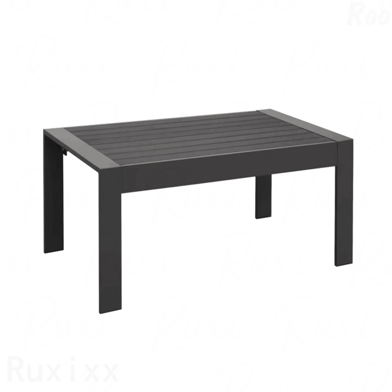 Table basse d'extérieur 43 po en aluminium toutes saisons, table rectangulaire noire moderne, Noir