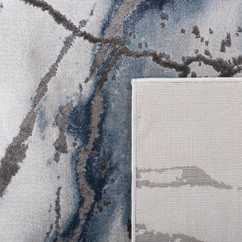 John-Paul Craft Performance Abstract Rug, Rectangle 12' x 18', Gray/Blue