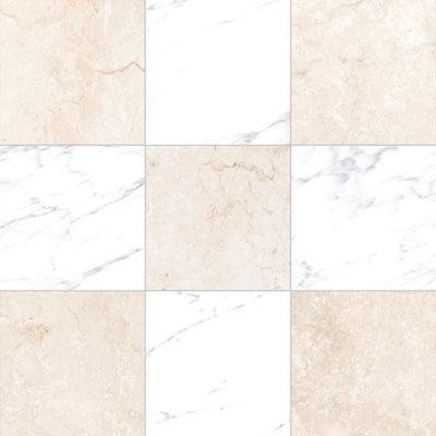 Tavari Checkerboard 10X10 Botticino And Carrara