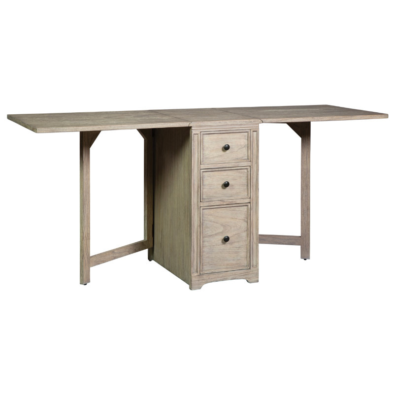 Furniture Mahogany Drop Leaf Desk in Driftwood Finish, Sliver