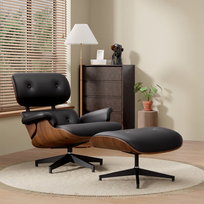 Faux Leather Swivel Lounge Chair