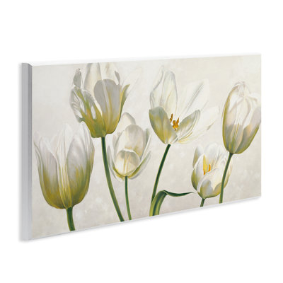 Soft White Blooming Tulip Petals Floral Details by Eva Barberini - Painting Print