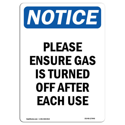 Please Ensure Gas Is Turned off Sign