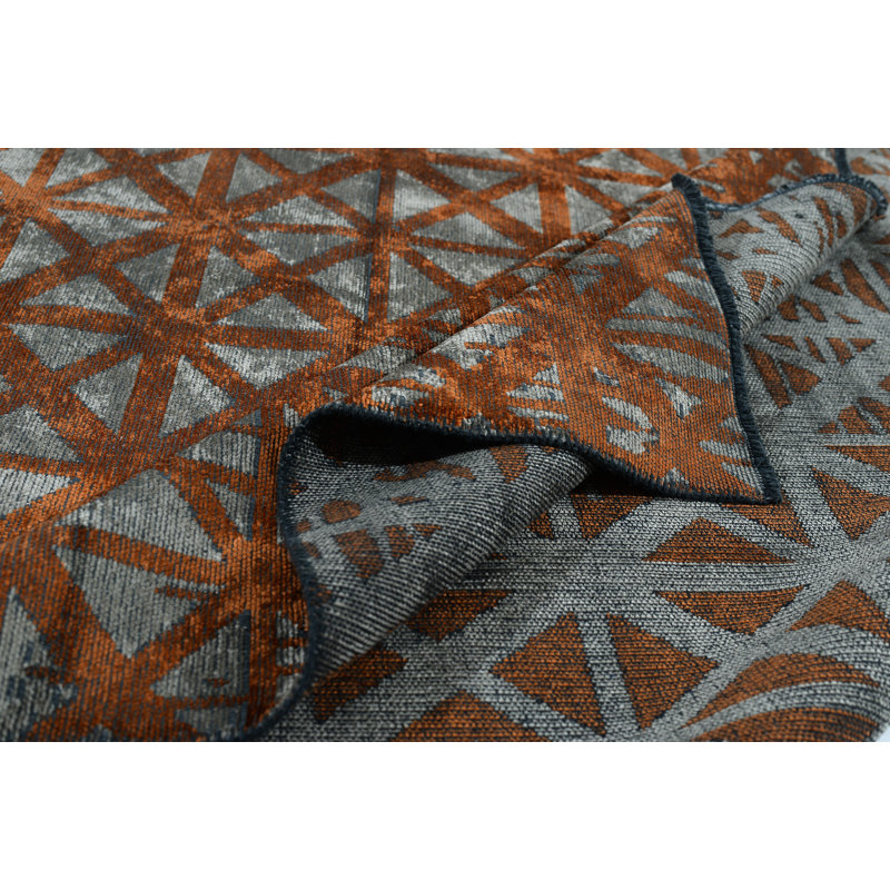 Rapture Geometric Cotton Orange Area Rug, Rectangle 7'10" x 11'2"