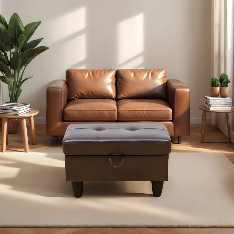 Faux Leather Footrest Ottoman With Foam Padding & Hidden Storage – Modern, Comfortable & Functional Design For Living Room, Bedroom, Office