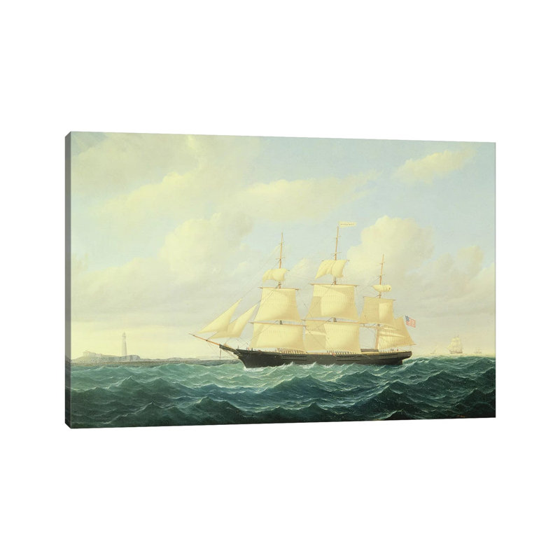 Dashing Wave' Clipper Ship Off Boston Light, 1855 by William Bradford - Wrapped Canvas Painting, 20.32 cm H x 30.48 cm W