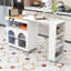 Rolling Kitchen Island with Extended Table, Kitchen Island with LED Light, Power Outlets and Storage-341179005