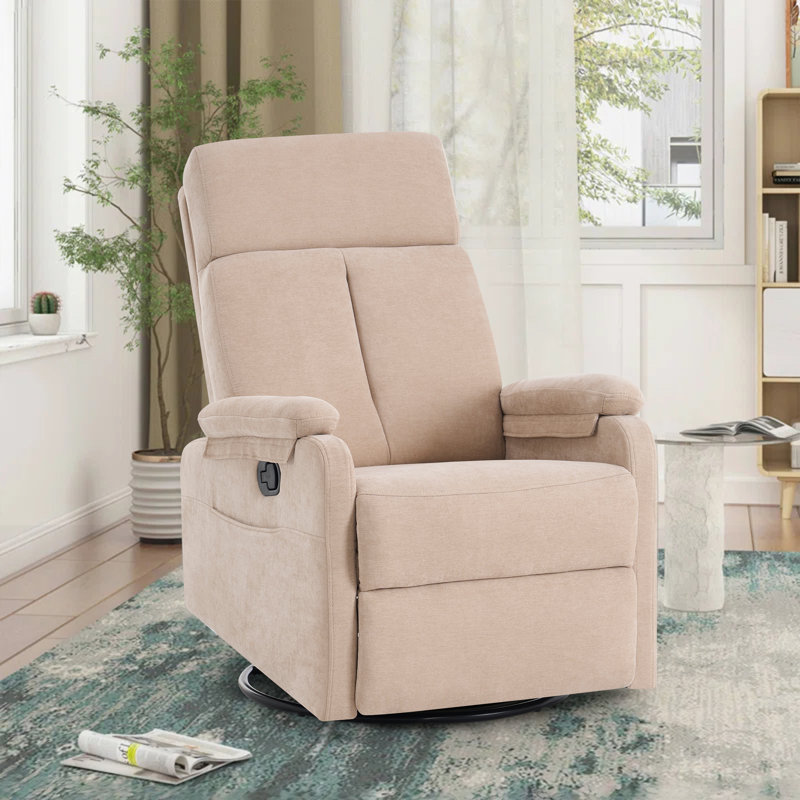 Mordern Design Swivel Rocker Recliner With Super Soft Padding Seat, Gray