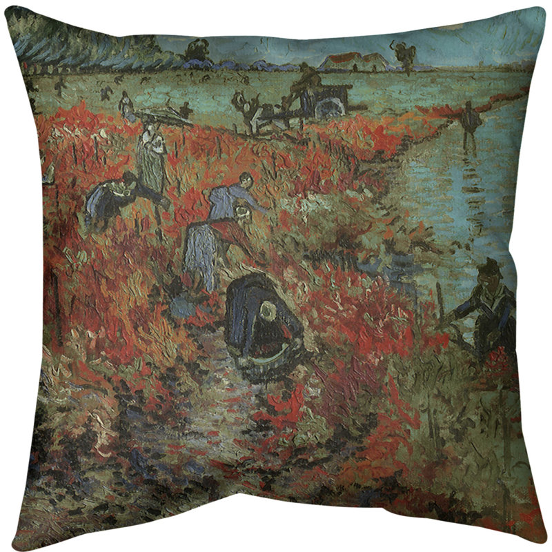 Coussin en vineyard, 20 po x 20 po, Bleu, Faux lin