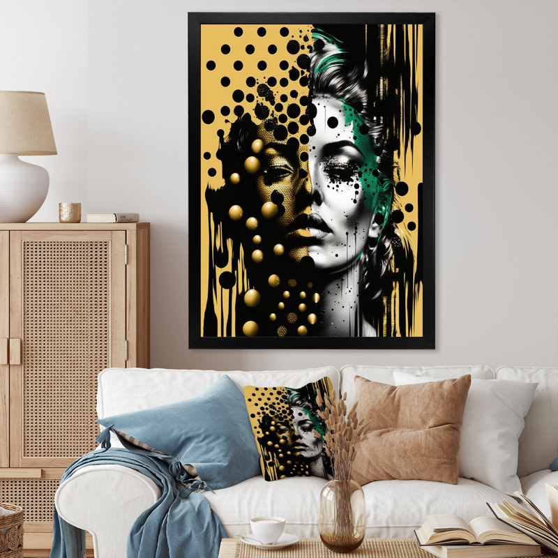 Transcendant un potrait féminin III - art mural moderne, salon, Cadre photo noir, H 20 po x l 12 po