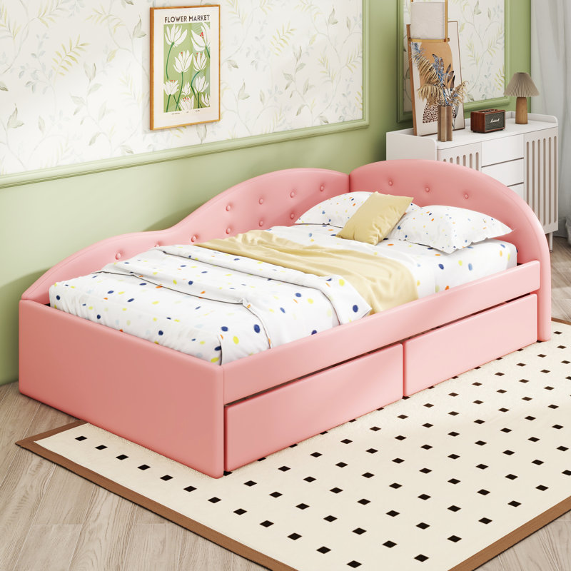 Nakayah PU Upholstered Tufted Daybed, Twin, Pink