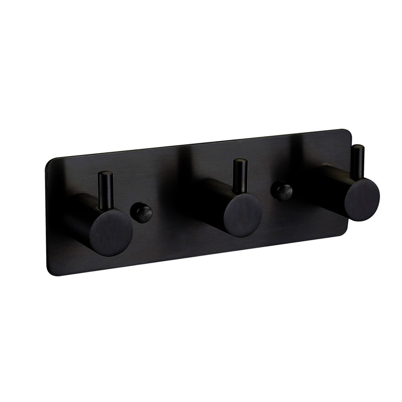 Triple Wall Mounted Robe Hook, Matte Black