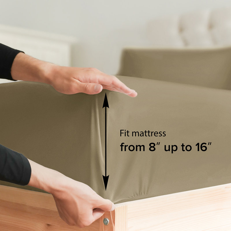 Premium Cooling, Soft & Wrinkle Free Sheet Set - Ultra Soft & Premium Hotel Luxury Bed Sheet Set, Khaki