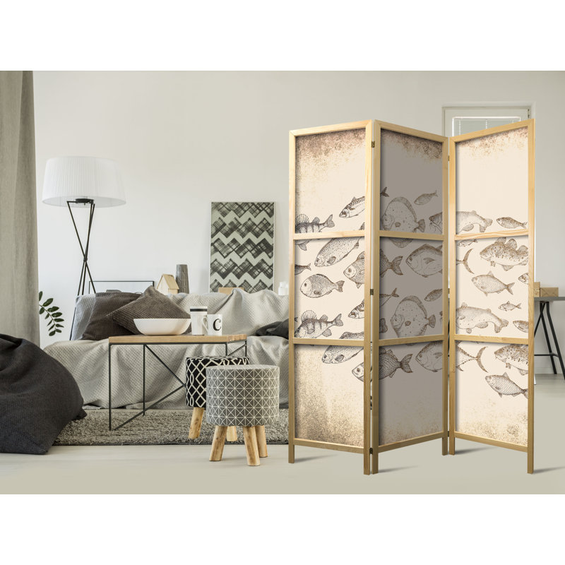 171cm H Solid Wood Folding Room Divider, 171cm H x 135cm W x 1.2cm D, 3