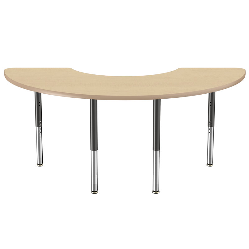 Table d'activité demi-lune 36 "x 72" avec pieds réglables, Érable / érable / noir, Super