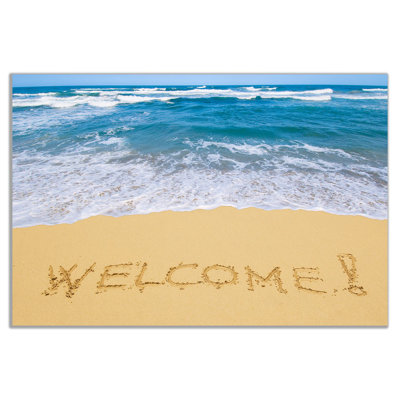 Word of Welcome on the Beach Seascape 1 Piece Wrapped Canvas Wall Art