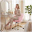 Fauteuil de bureau ergonomique rose réglable avec base dorée, fauteuil pivotant avec dossier pour bureau à domicile, chambre, longues heures d'assise