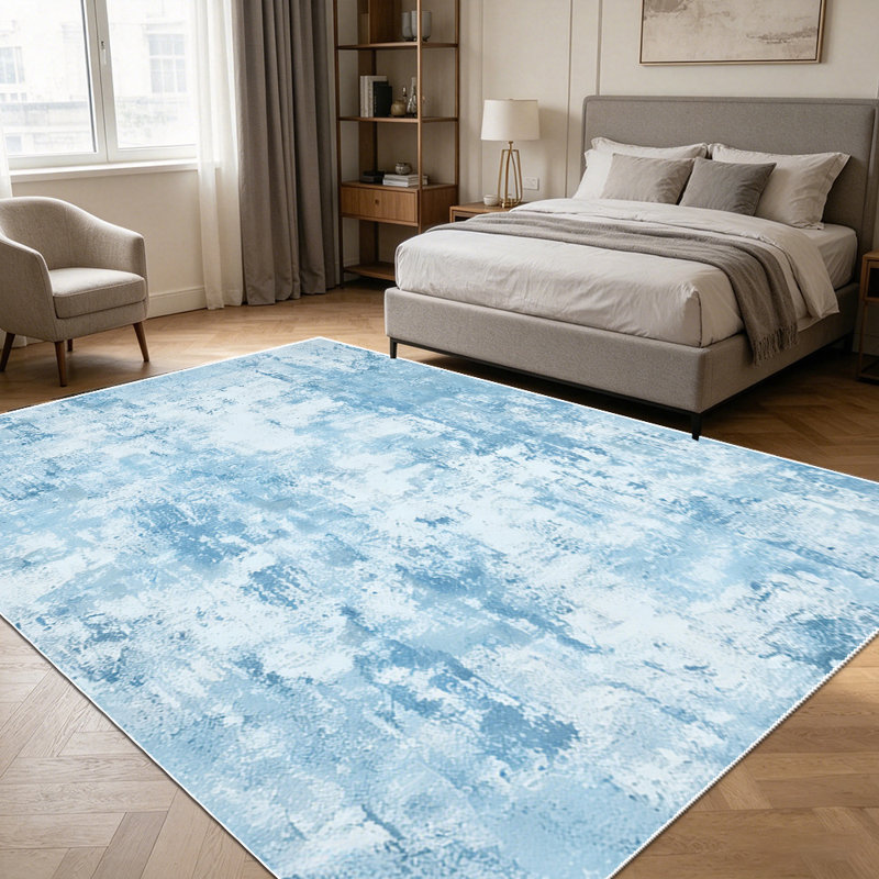 1PC Distressed Faded Sky Blue Watercolor Abstract area rugs for Living Room, Soft and Comfortable, Suitable for all seasons, easy-to-maintain, machine washable Indoor floor mat, Under Table Farmhouse suitable for dining room, bedroom, entryway,