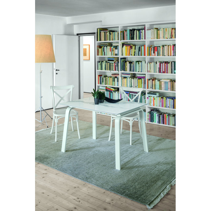 Austell Dining Table, 75cm H x 130cm L x 85cm W, Light grey/White, Graphite