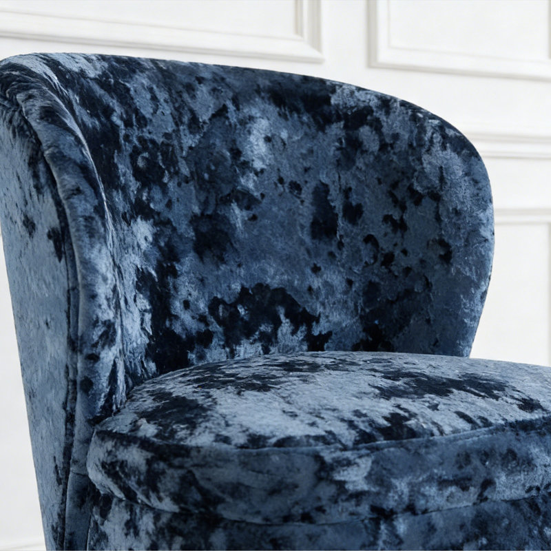Fauteuil d'appoint à oreilles 26 po en velours vintage pour salon, Marine