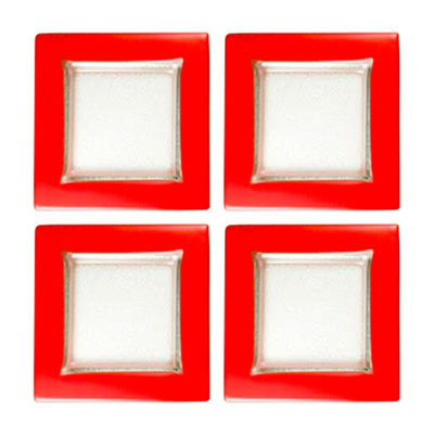 Glass Dinnerware 6" x 6" Square Glass Plate (Set of 4)