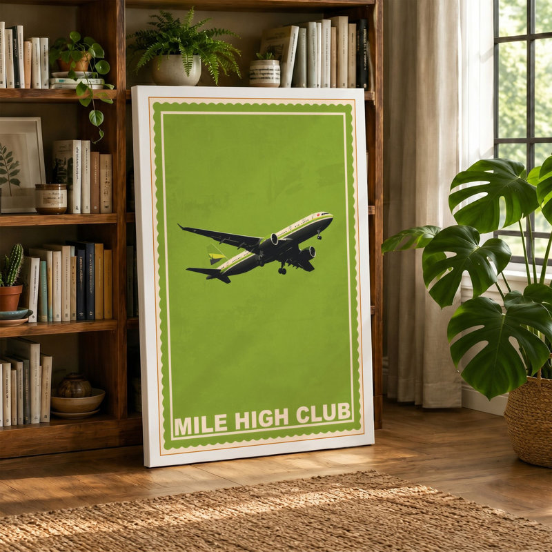 Mile High Club Retro - Wrapped Canvas, 18x12 - 45.7 x 30.5 cm, Teal Border